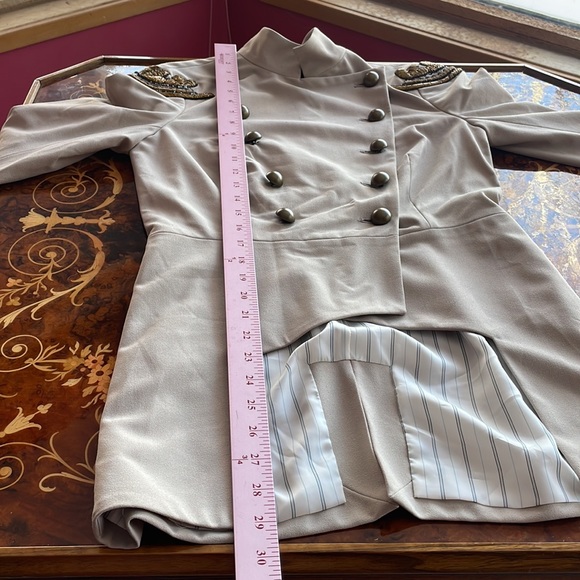 GRYPHON NEW YORK SzM Sgt Pepper band jacket tails epaulet military taupe - Picture 7 of 9